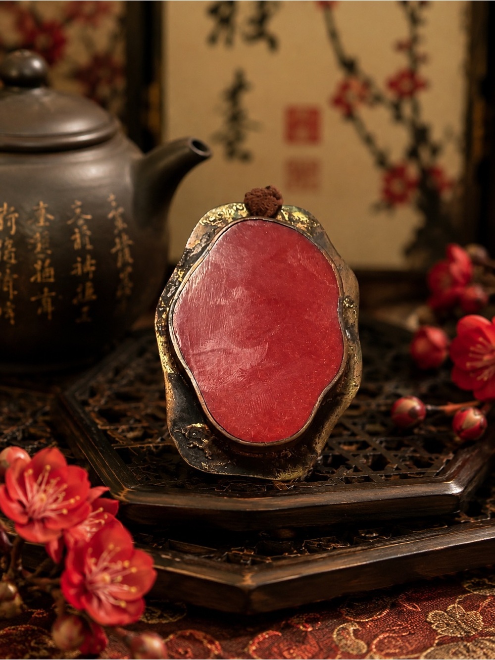 🪸 Vintage Red Coral Pendant • Boho Handcrafted Artisan Patina Statement Jewelry